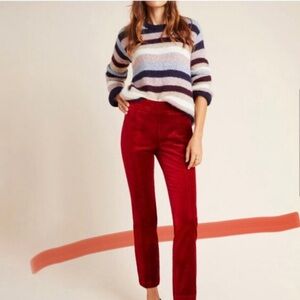 Anthropologie Essential Slim Red Velvet Pant